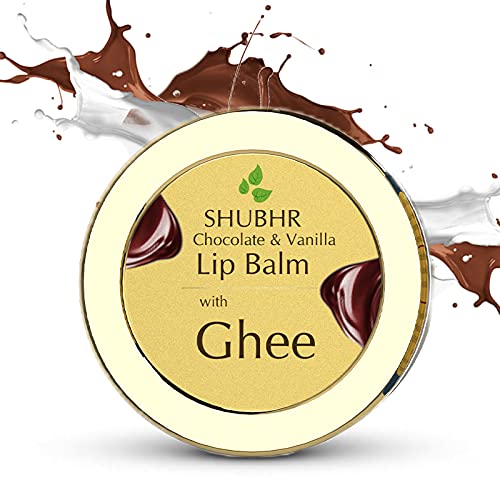 Blue Nectar Shubhr Chocolate And Vanilla Lightening Lip Balm & Gloss with Ghee for dry chapped lips |100% Ayurvedic|Paraben & Sulphate Free| (15 gm 12 Herbs))