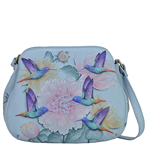 Anuschka Women’s Genuine Leather Convertible Medium Bag - Hand Painted Exterior - Rainbow Birds