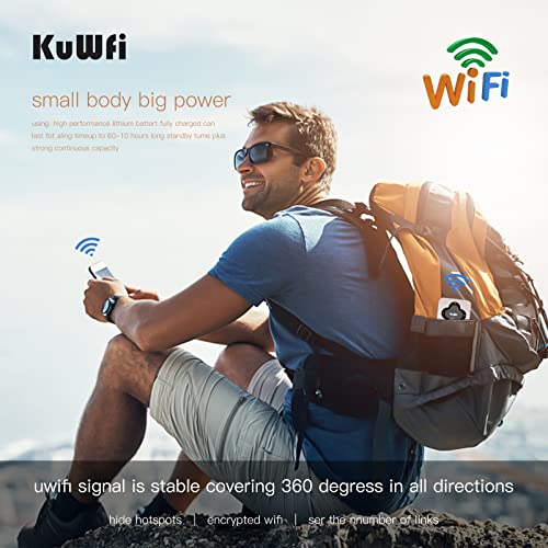 KuWFi Mobile Hotspot Router,4G LTE Mobile Wi-Fi Unlocked Wireless Modem,150 Mbps 4G LTE Portable WIFI Route,4G Outdoor Router For Travel with Indicator Light Battery Powered WIFI Router