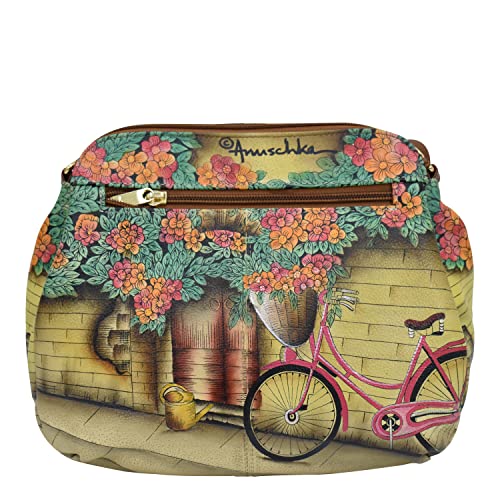 Anuschka Women’s Hand Painted Genuine Leather Multi Compartment Medium Bag - Vintage Bike