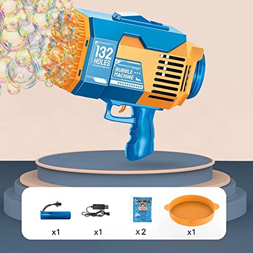 Bubble Machine for Kids,132&72 Holes Rocket Launcher Bubble Blaster Bubble Blower Toys, Outdoor Automatic Bubble Blower for Garden (132&72)