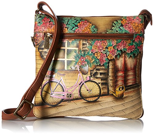 Anuschka Women's Travel Expandable Crossbody Bag | Leather, Vintage Bike, One Size