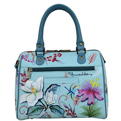 Anuschka Hand Painted Leather Women's Zip Around Classic Satchel - Jardin Bleu