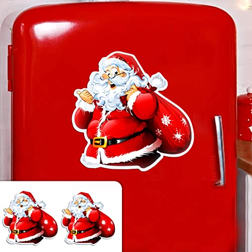 QSUM Christmas magnets for fridge, 2 PCS Santa Claus Reflective Christmas Magnet for Cars Christmas Decorations for Christmas Party New Year Holiday Decor