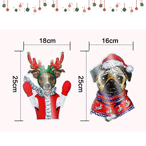 QSUM Christmas Magnets Decorations, Dogs Reflective Sticker 2 PCS Xmas Magnets Decorations for Fridge, Car for Dogs Pets Lovers