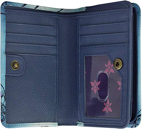 Anuschka Hand-Painted Women’s RFID Genuine Leather Two Fold Organizer Wallet - Enchanted Garden