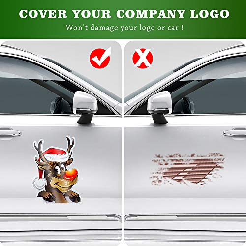 QSUM Christmas Decorations, Christmas Elk Magnets, 2 PCS Strong Magnetic Stickers Reflective Christmas Magnet for Fridge Cars Christmas Decoration