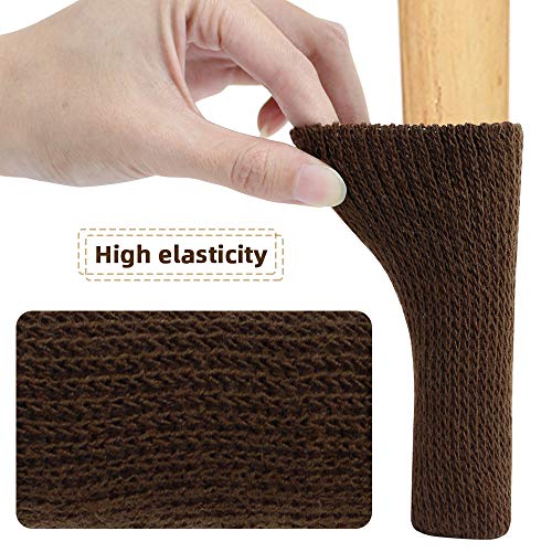 Chair Leg Floor Protectors, 24 PCS Chair Socks Protect Wood Furniture Carpet, Chair Feet Caps Anti Scratch Anti Noise, Brown