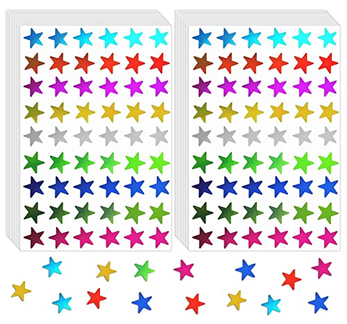 Aixoom 1620 Pcs Small Star Sticker 9 Colors Foil Star Sticker for Kid Reward 0.5" Colorful Star Sticker for Kid Forehead Perfect for Chore Homework Reward Charts (30 Sheets)