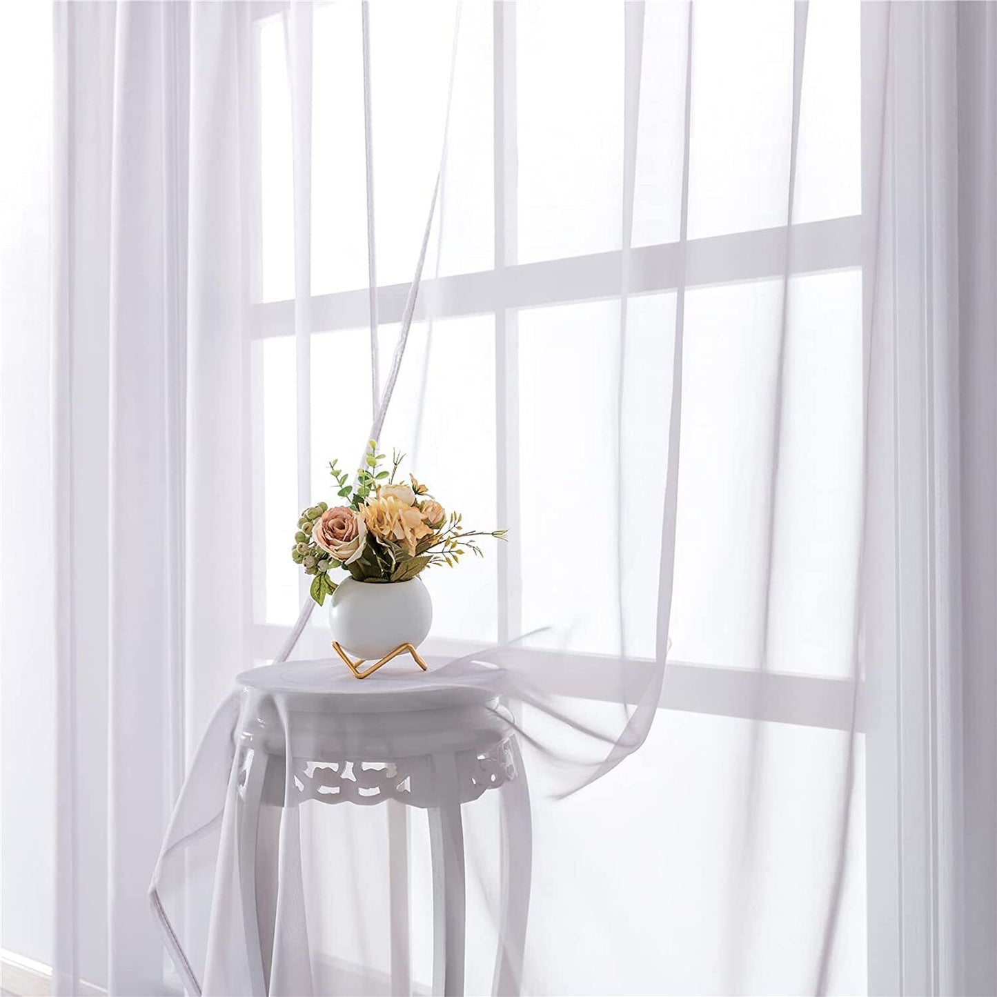 Handmade White Curtain Panel For Living Room - Unique Soft Curtain Panel