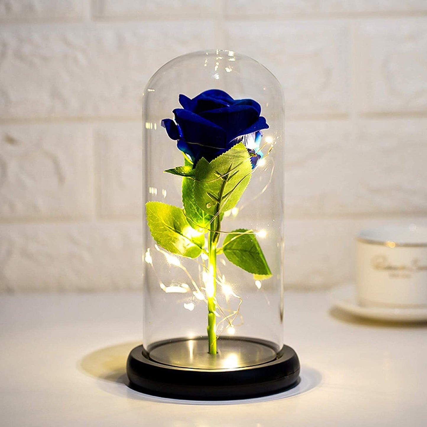 Romantic Blue Colour Led Lights - Blue Rose+warm Led Lights For Valentine,s Gift