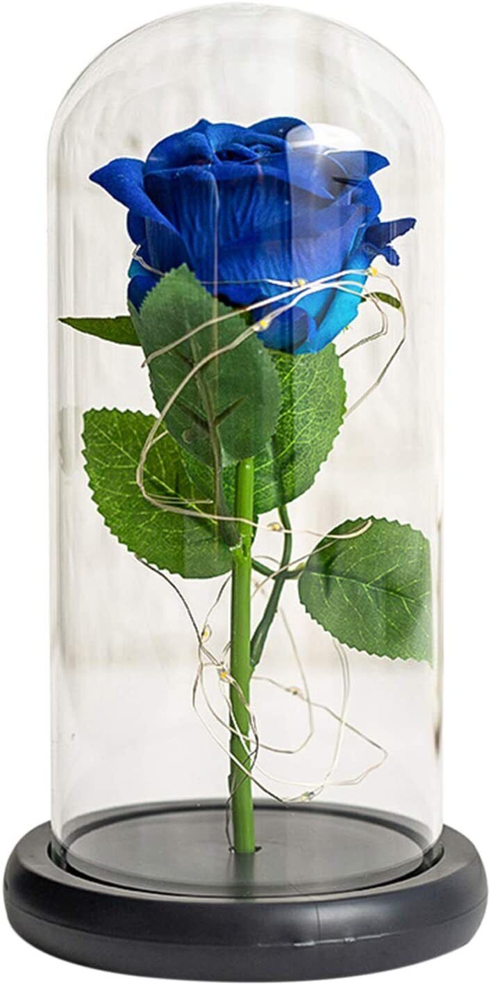 Romantic Blue Colour Led Lights - Blue Rose+warm Led Lights For Valentine,s Gift