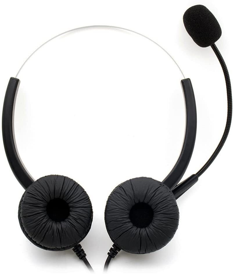 Noise Cancelling Headphones with Mic For Call Centre - Corded Hands-Free For PC