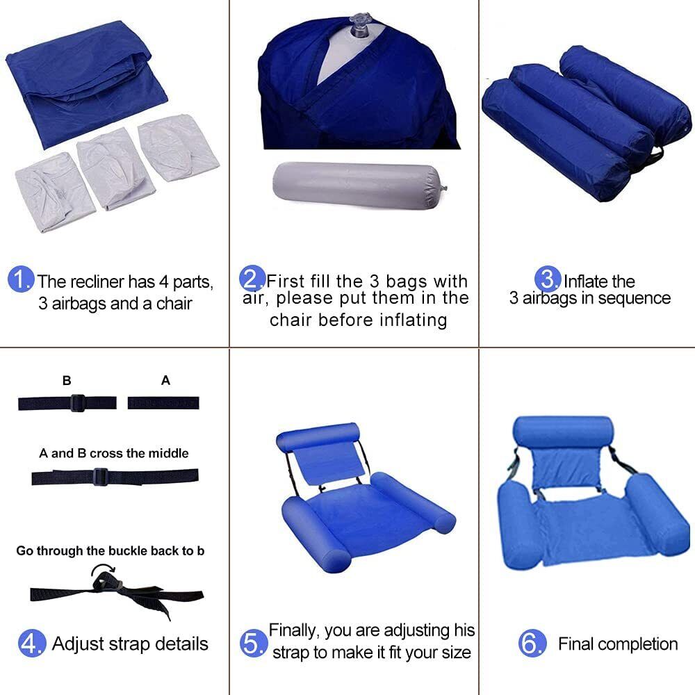 Inflatable Swimming Pool Chair For Adult - Blue Colour Multi-Purpose Pool Chair