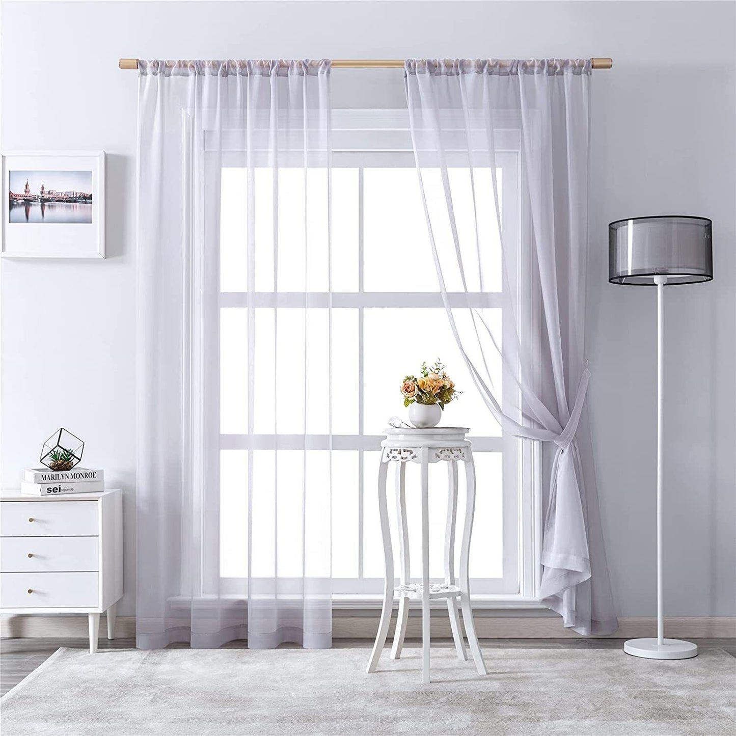 Handmade White Curtain Panel For Living Room - Unique Soft Curtain Panel