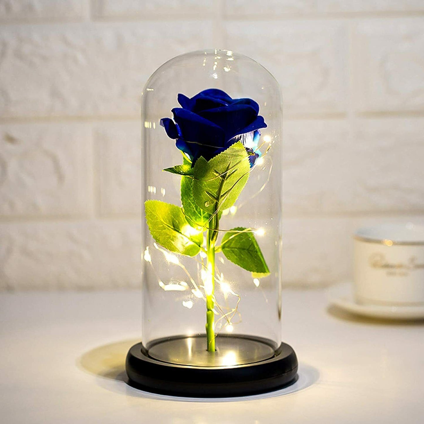 Roses and Warm LED Lights Container Gift- Blue rose+Warm LED lights