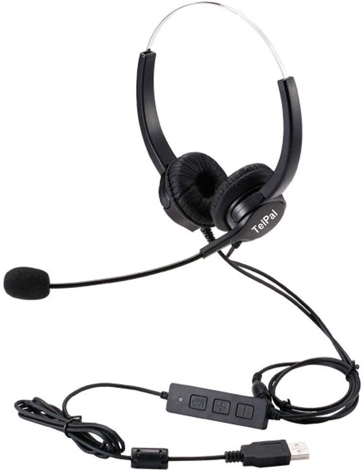 Noise Cancelling Headphones with Mic For Call Centre - Corded Hands-Free For PC