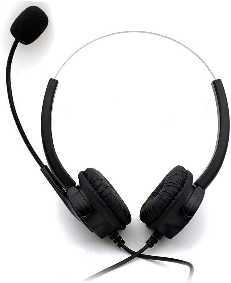 Noise Cancelling Headphones with Mic For Call Centre - Corded Hands-Free For PC