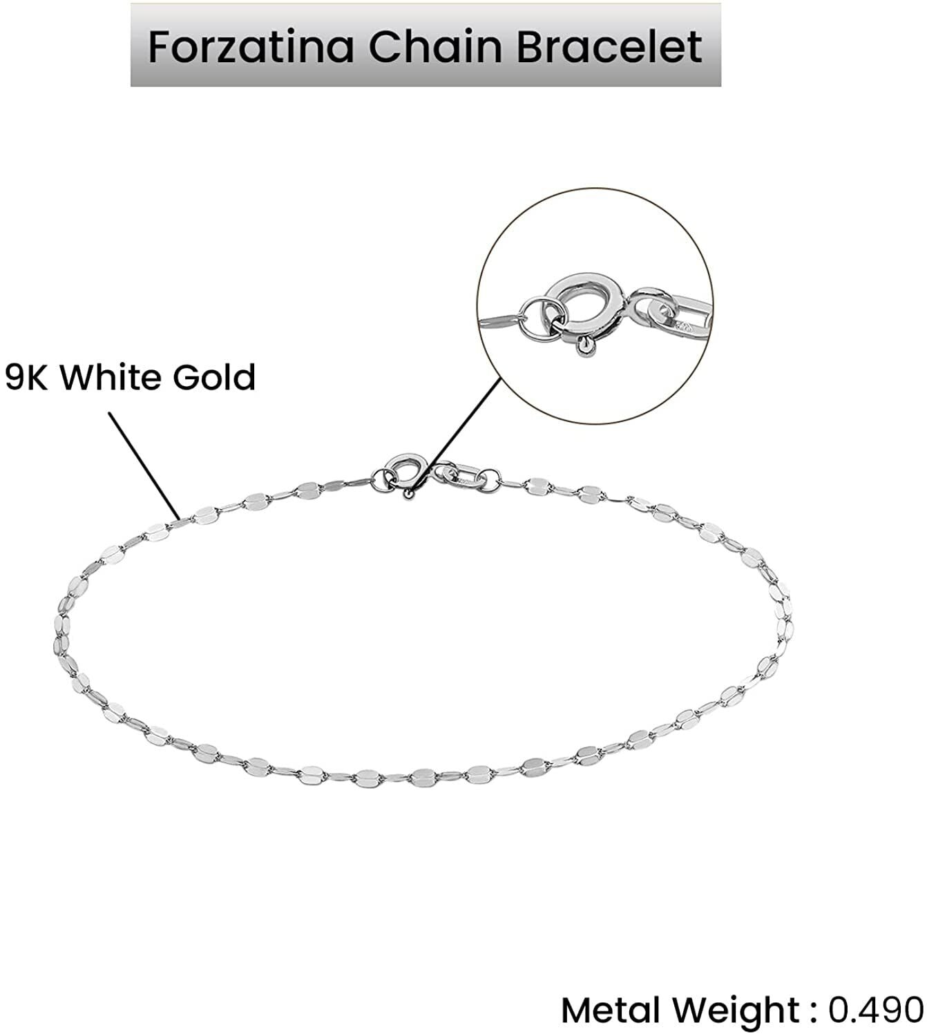 White Metal Glossy Finish Chain Gift For Her - Unique Forzatina Chain For Girls