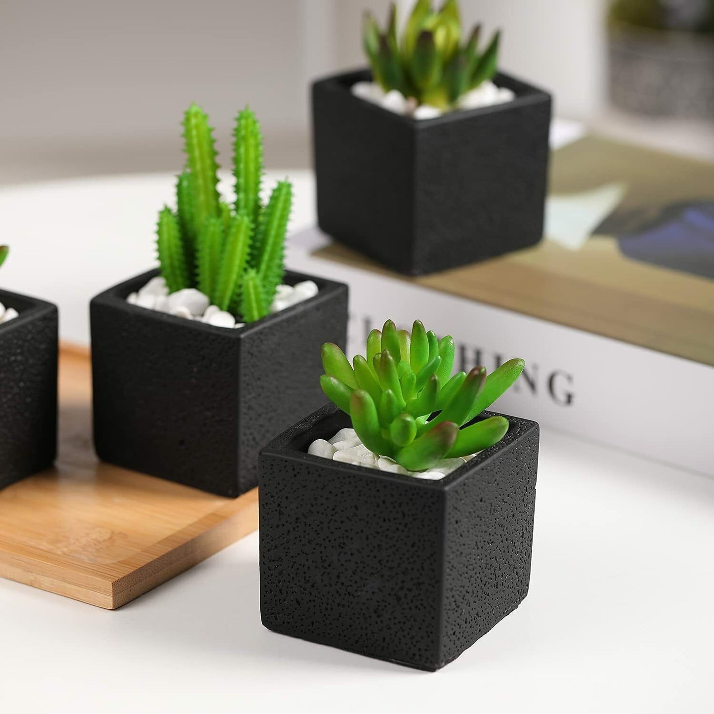 TOTOOSE Succulent Plant Pots Indoor -2.6 inch Cement Succulent Planter Container