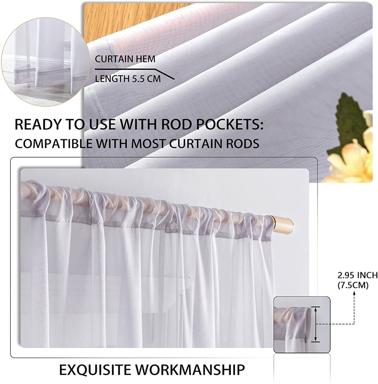 Handmade White Curtain Panel For Living Room - Unique Soft Curtain Panel