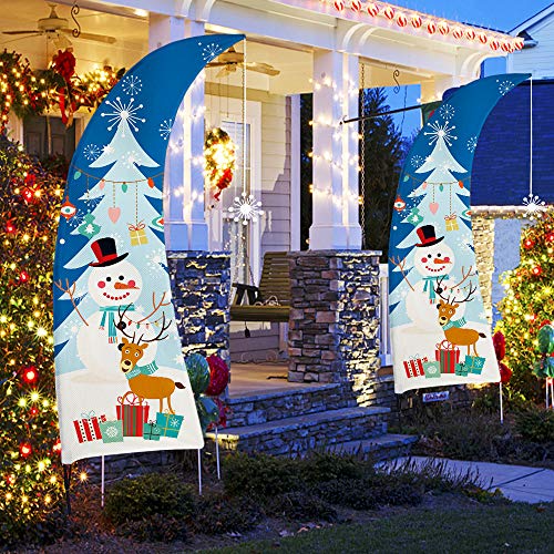 QSUM Christmas Decorations, Xmas Feather Flag Swooper Flag with Pole Kit, Advertising Feather Flag for Christmas Decor