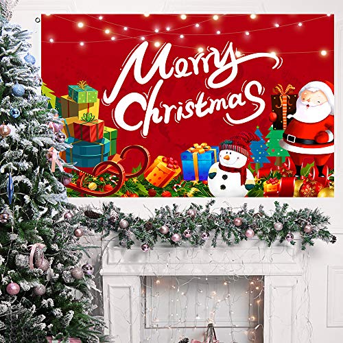 QSUM Merry Christmas Flag, 3x5 Ft Christmas Banner Red Christmas Flag New Year Holiday for Christmas Party Decoration Outdoor Indoor Xmas Flag