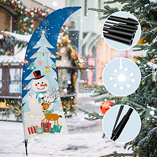 QSUM Christmas Decorations, Xmas Feather Flag Swooper Flag with Pole Kit, Advertising Feather Flag for Christmas Decor