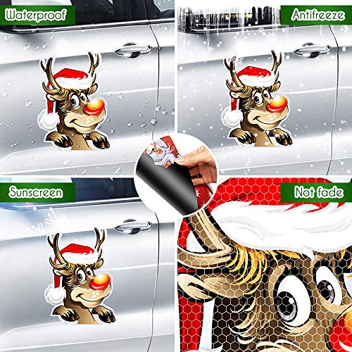 QSUM Christmas Decorations, Christmas Elk Magnets, 2 PCS Strong Magnetic Stickers Reflective Christmas Magnet for Fridge Cars Christmas Decoration