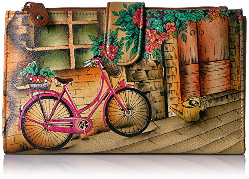 Anuschka Hand-Painted Genuine Leather Women's Cell Phone Case & Wallet - Vintage Bike