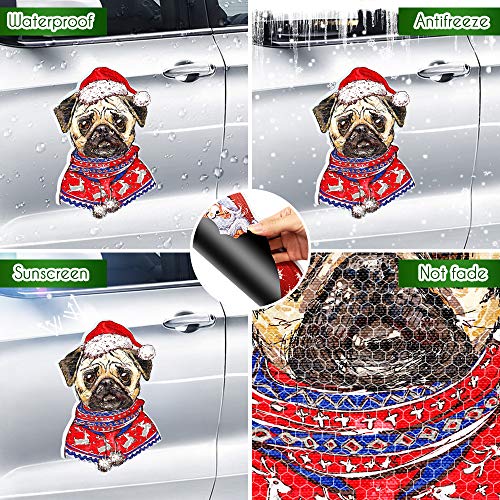 QSUM Christmas Magnets Decorations, Dogs Reflective Sticker 2 PCS Xmas Magnets Decorations for Fridge, Car for Dogs Pets Lovers